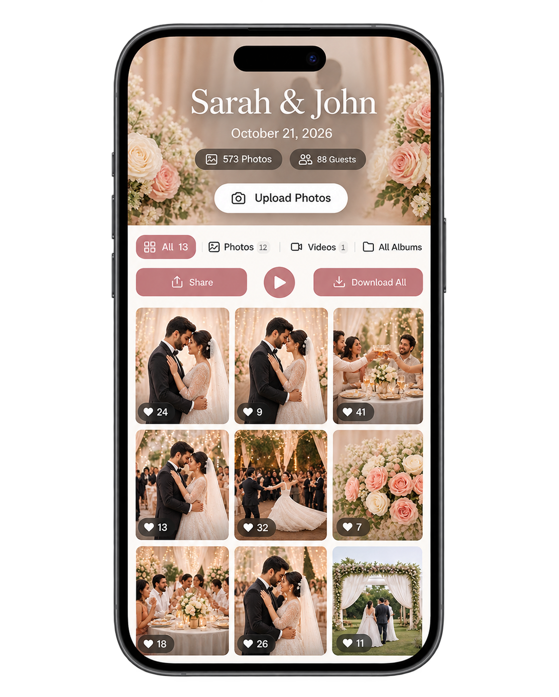 UnifyPix Wedding Photo Album on iPhone